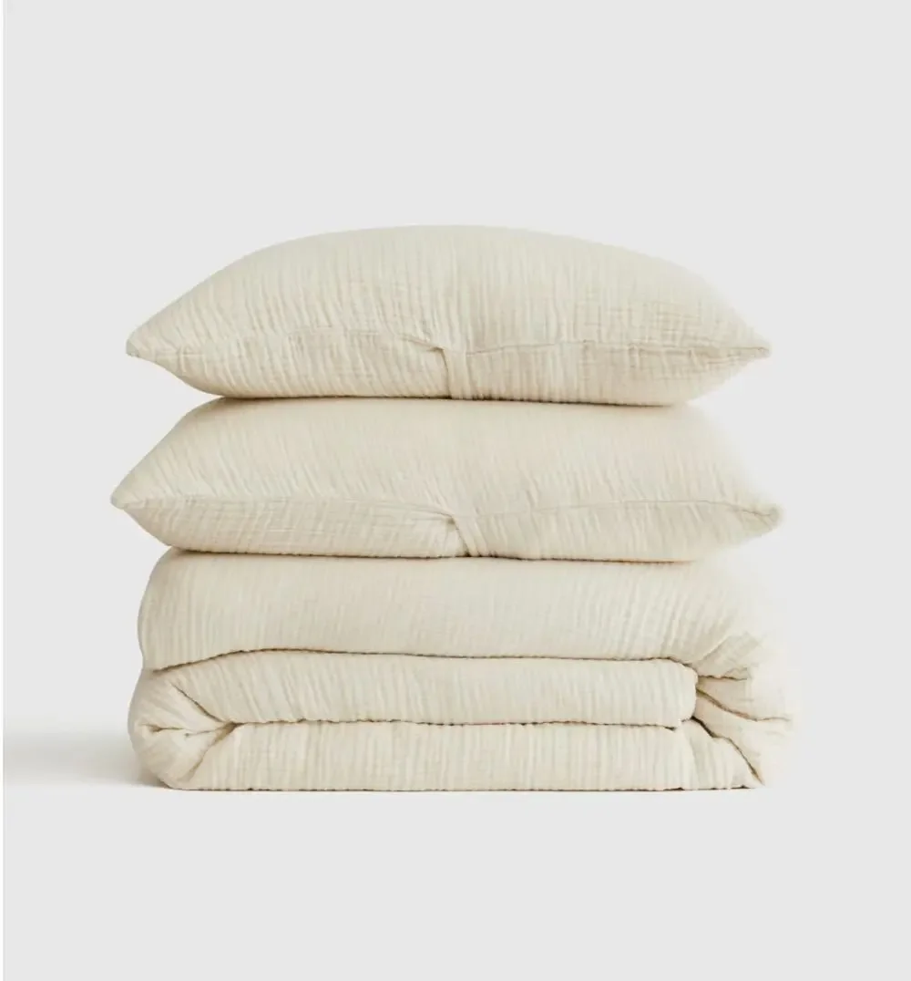 QUINCE Organic Cotton Gauze Duvet Set FULL/QUEEN in UNDYED